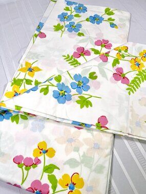 VTG Pacific Miracle Floral Twin Flat Sheet Retro Mod Flower Power Mid Century
